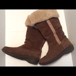 Bearpaw Tall Shearling Sheepskin Suede Boots 10